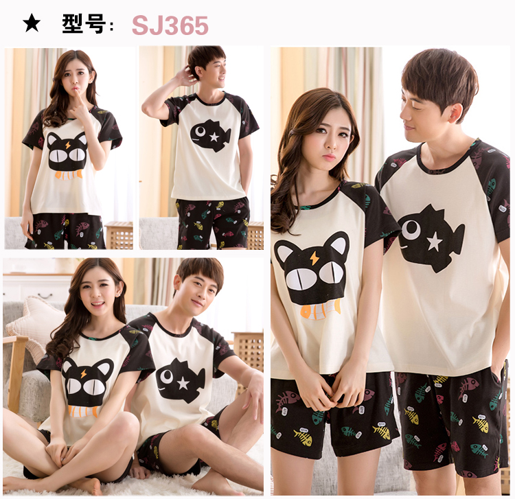 2018 mới cặp đôi đồ ngủ cotton nam ngắn tay ngắn kích thước lớn phù hợp với phim hoạt hình nữ mỏng phần dịch vụ tại nhà đồ bộ ống suông