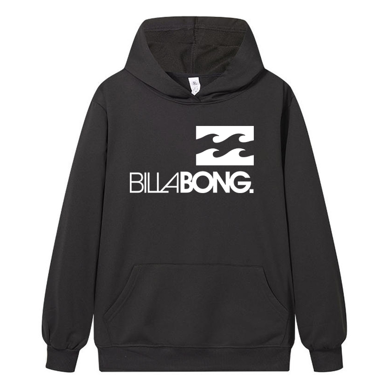 Black Heavyweight Hooded Sweatshirt for Men, Autumn Australian Billabong American-Style Stiff Hoodie, Early Autumn Top