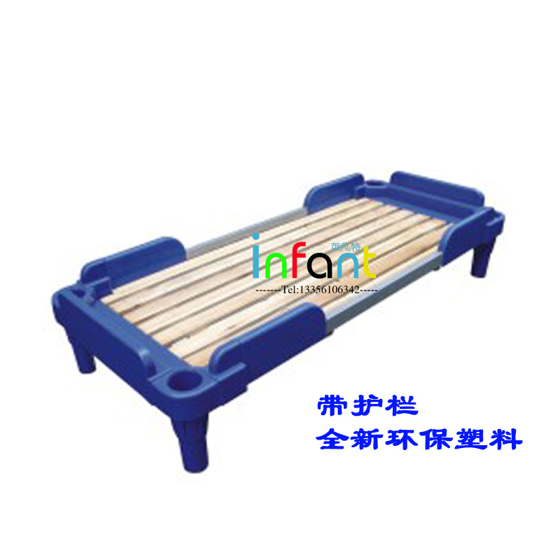 Plastic wooden bed with guardrail kindergarten special environmental protection plastic log bed board children's bed