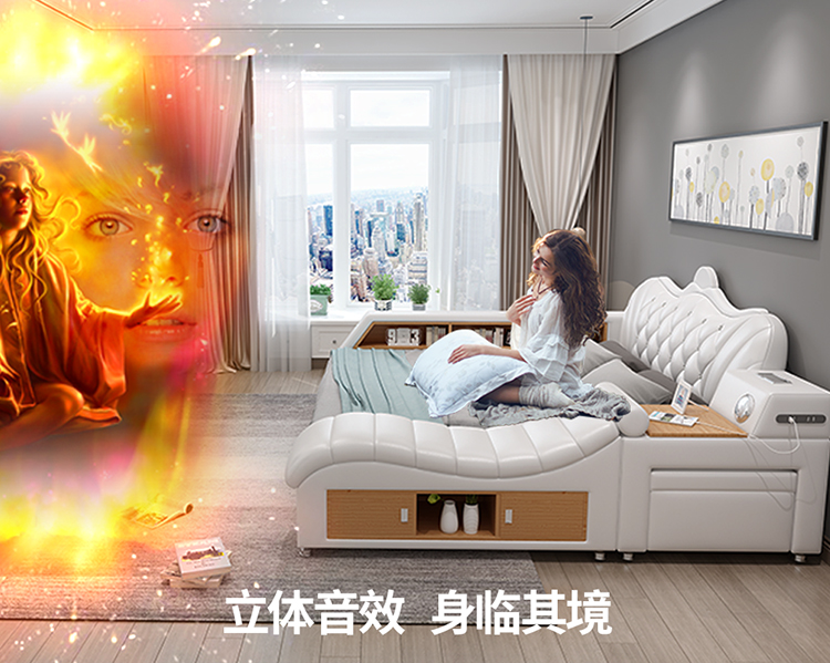da massage giường tatami giường đôi phòng ngủ 2 m 2.2 màn ngủ đa chức năng màu đỏ tatami giường da - Giường giường sắt đẹp