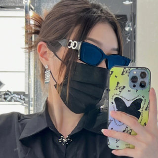 Trendy Rectangular Retro Sunglasses for Women with a High-End Feel ins European and American Narrow Frame Small Face Sunglasses Summer Sun Protection