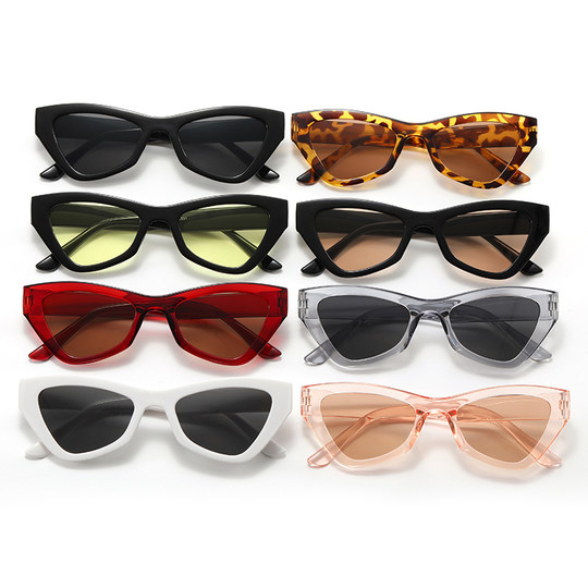 European and American Xiaohongshu Internet celebrity retro cat-eye leopard print sunglasses for women, high-end ins women's sunglasses with concave shape