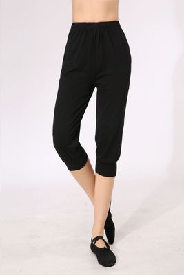 Spring and summer black dance pants Long three-point pants Close mouth tight mouth radish pants Practice pants Body slim fit bodybuilding pants