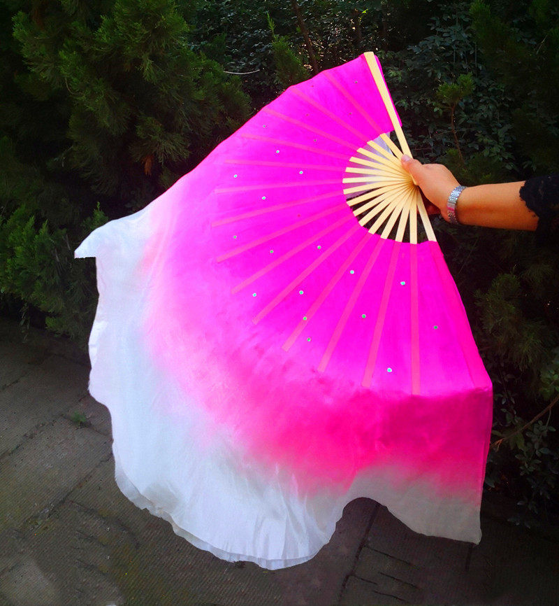 Show Colours Dance Fan Gum Canton Song Fan fan Custom Dance Fan Square Dance Fan Show Fan-Gradual Layer Color