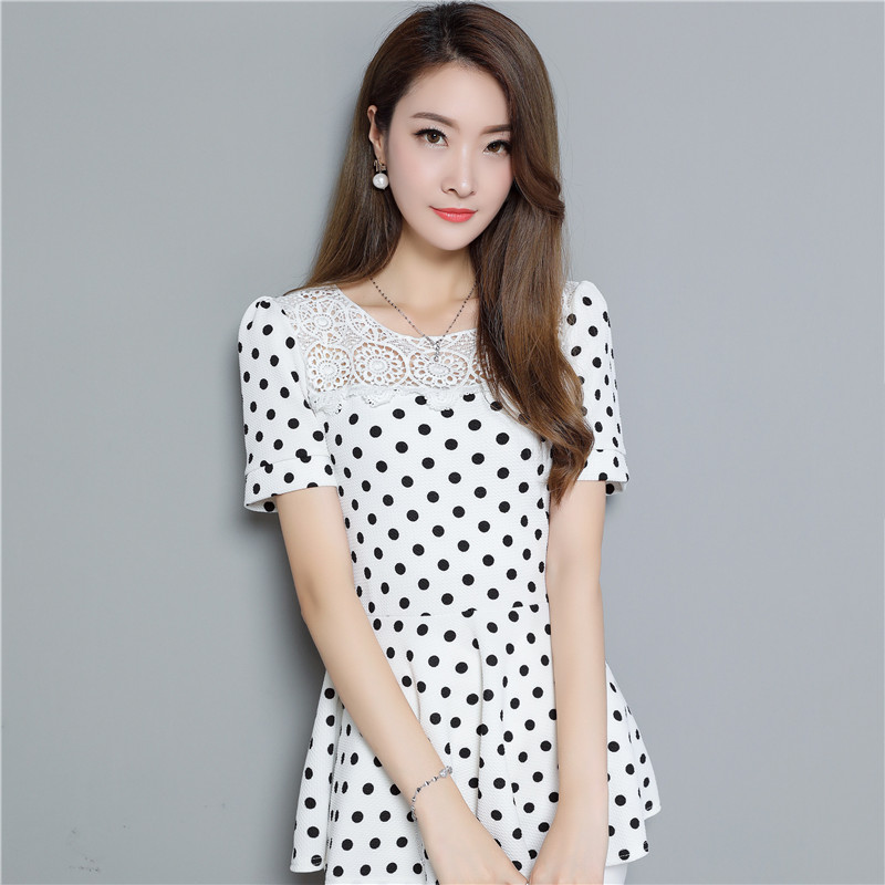 Bao gồm bụng, eo, áo giảm béo, nữ 2018, kích thước lớn, quần áo mùa xuân và mùa hè, mùa hè lá sen ren, áo thun voan, thủy triều mẫu áo sơ mi nữ