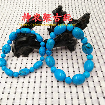 Hubei natural high porcelain blue pine stone bracelet ethnic wind lovers original mine green pine stone beans string of Buddha beads