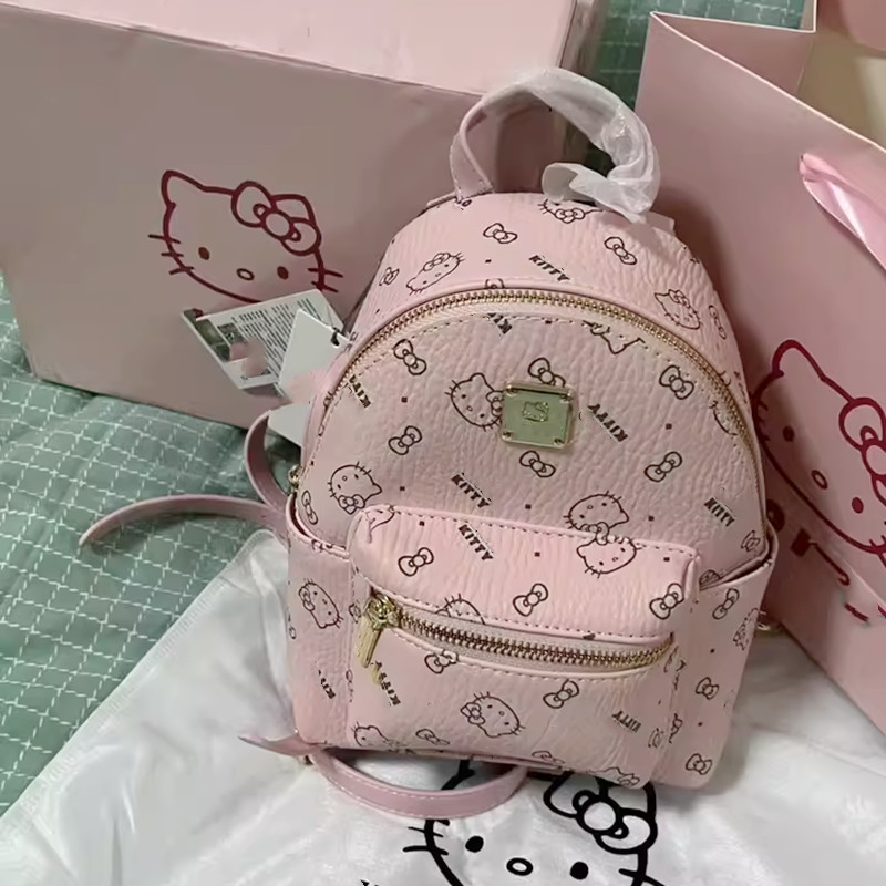 Hello Kitty Backpack, Fashionable Printed Chain Bag for Women, High-End Versatile Mini Backpack