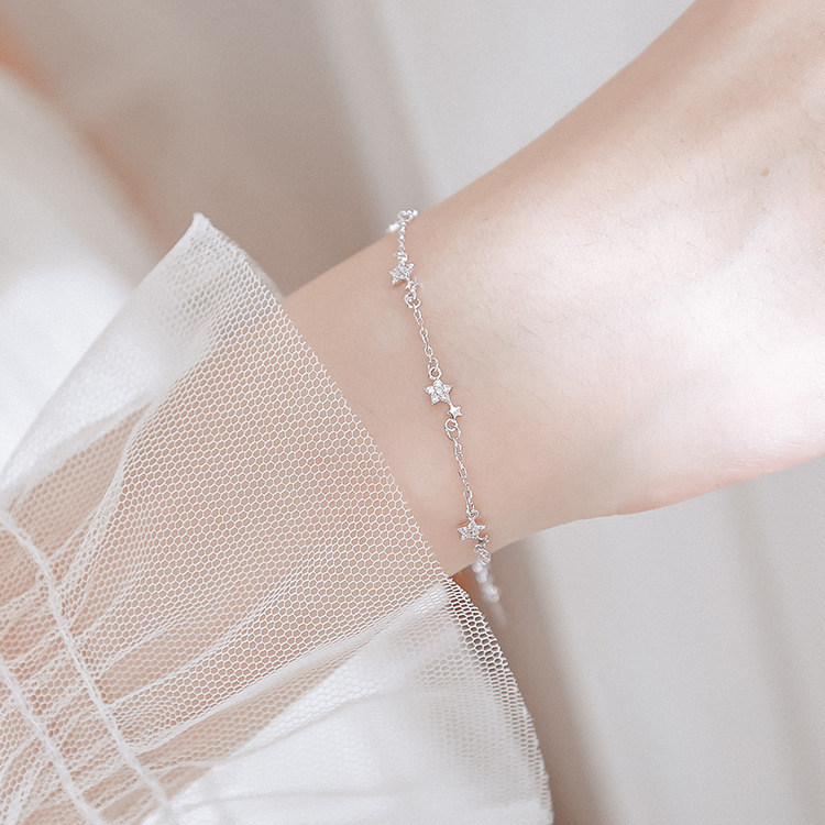 Star Bracelet for Women S925 Sterling Silver ins Ultra-Fairy Niche Design Student Best Friend Female Style Korean Version Simple and Trendy