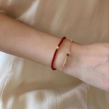 Red Agate Bracelet for Women, Light Luxury, Niche Design, High-End Stacking, Simple and Elegant, Versatile Bracelet, Birthday Gift