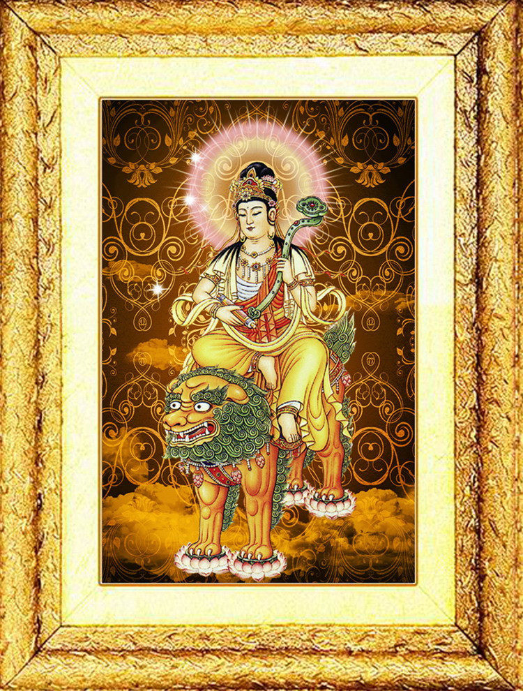 New Buddha main temple Temple Buddha Hall Shrine dedicated cross-stitch living room Manjushri Shili Samantabhadra Bodhisattva precision printing