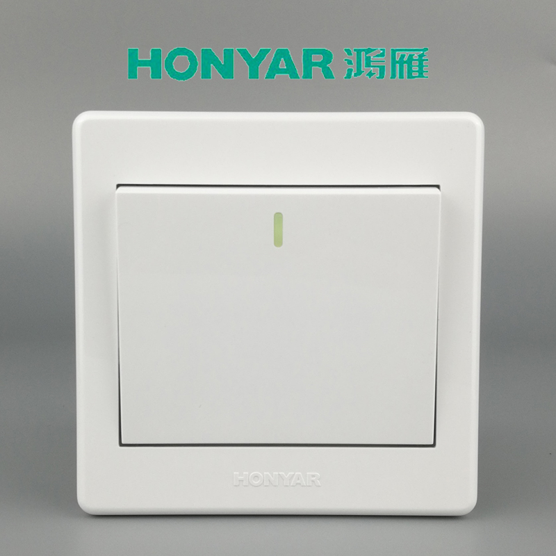 Hongyan-opened large board single control with fluorescent large seesaw 86 type switch panel Ybai