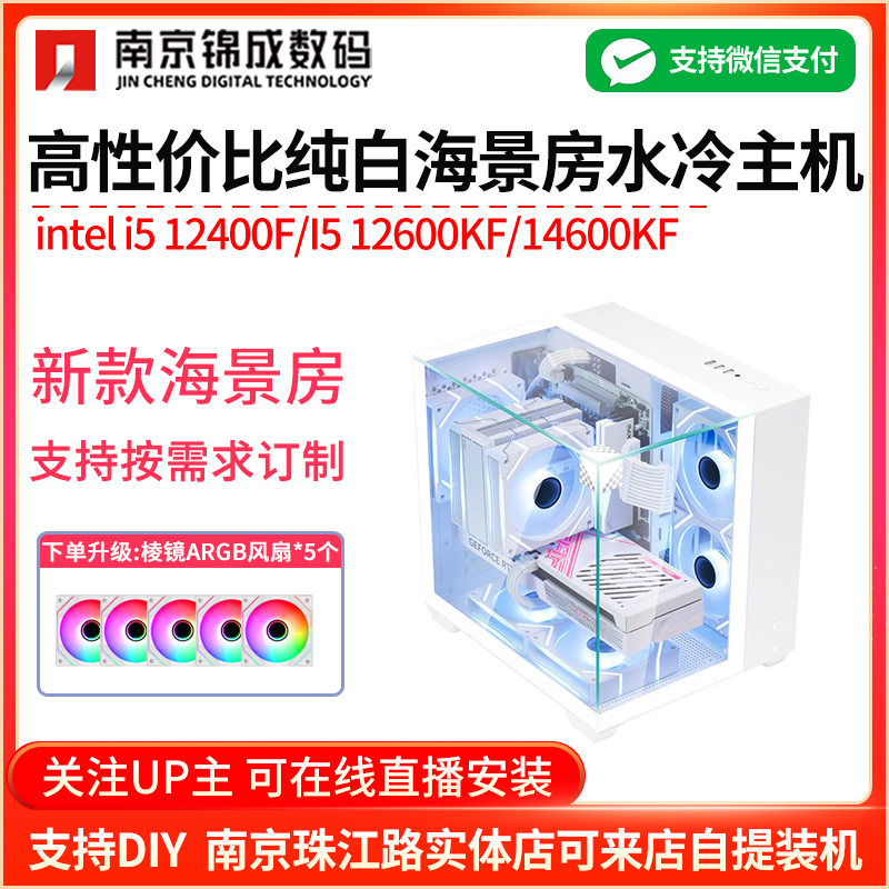 Intel I5/12490/12600K/14600K DIY Desktop Pure White Mini Sea View Room Gaming Complete Computer