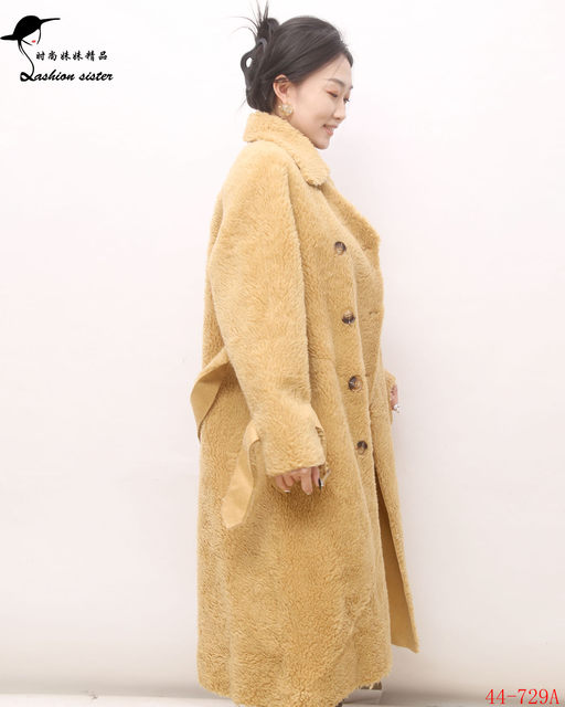 Fashion Sister Boutique 2024 Fashionable Autumn and Winter New Women's Long Grain Wool Coat 44-729A