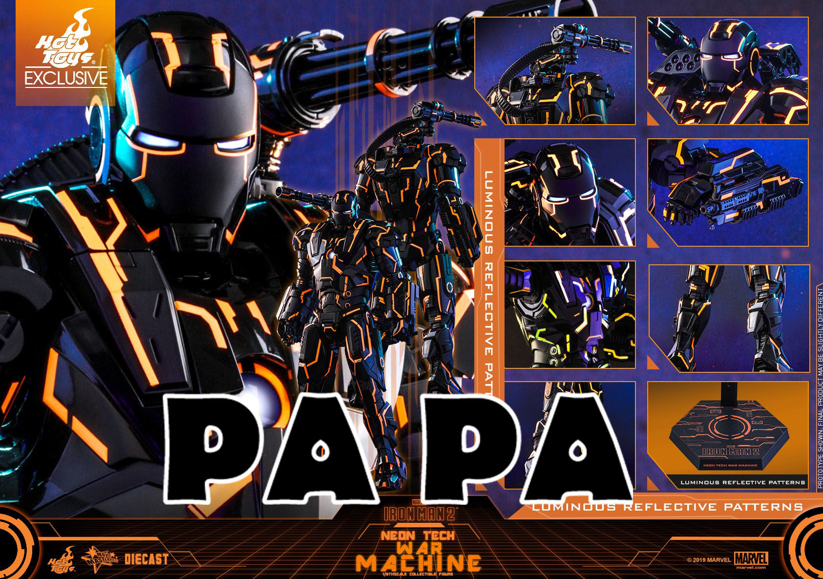 Spot HOTTOYS HT 1 6 MMS553D35 Iron MAN 2 War MACHINE MK1 Tron LIGHTSPEED ORANGE