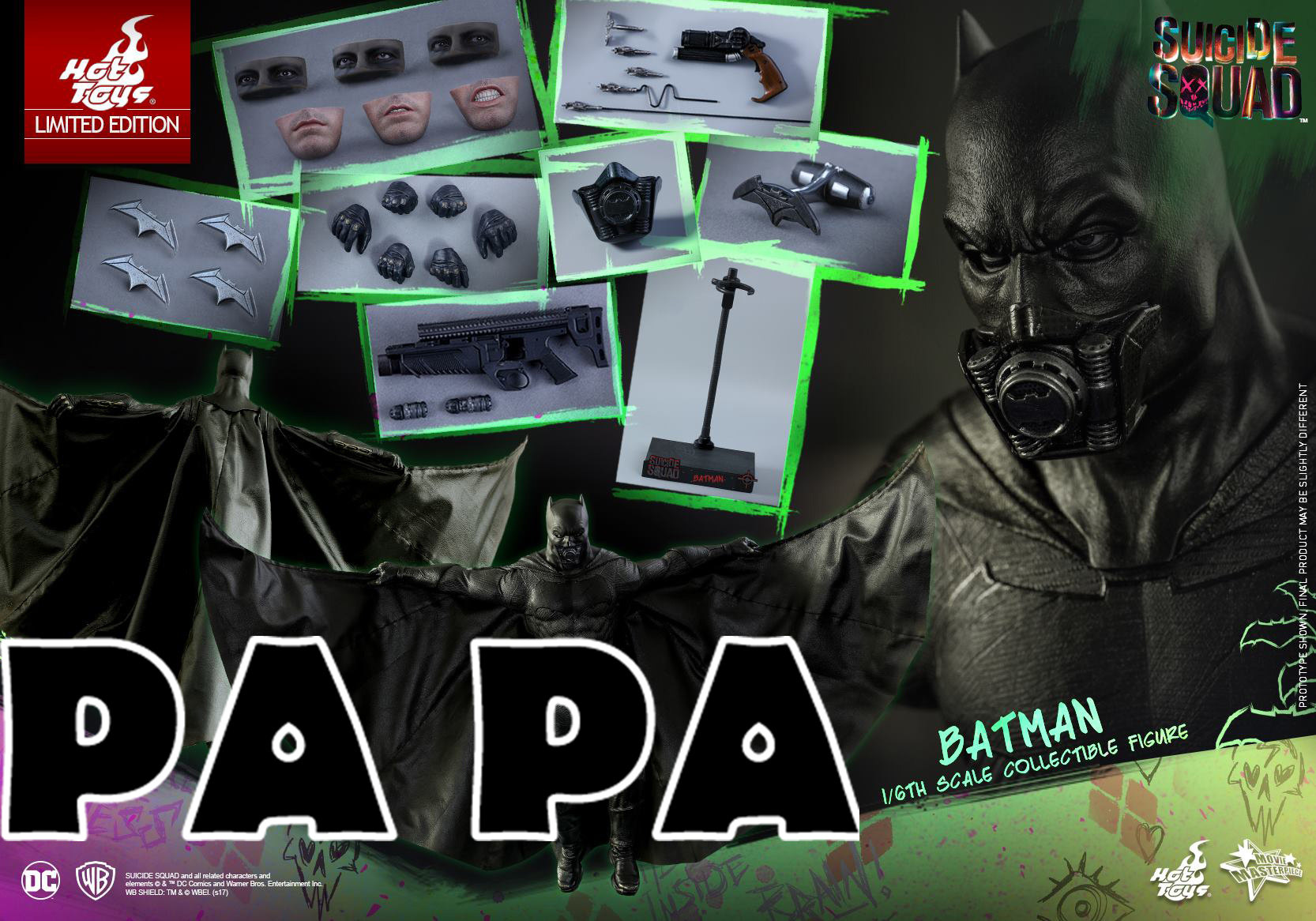 Spot Limited HT MMS409 HOTTOYS X Task Force Suicide Squad Batman Respirator Edition