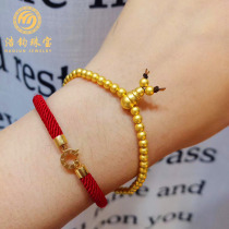 999 Gold Transfer Beads Bracelet Womens Exquisite Ancient Method of Trials Golden Beads and Hulu Three-way Bracelet