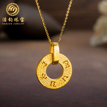 3D hard gold 999 gold six-character mantra safe buckle necklace pendant gold big Ming curse women necklace pendant