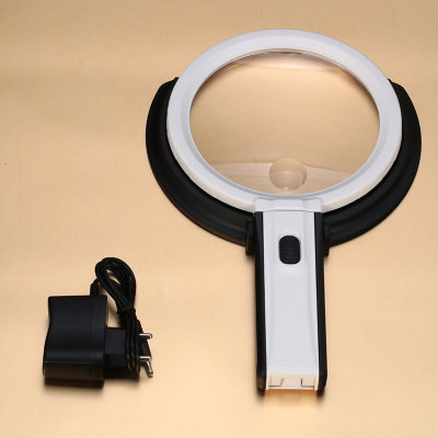 6 to 10x HD Pluggable Foldable Desktop Maintenance Reading Magnifier with LED light Handheld Magnifier