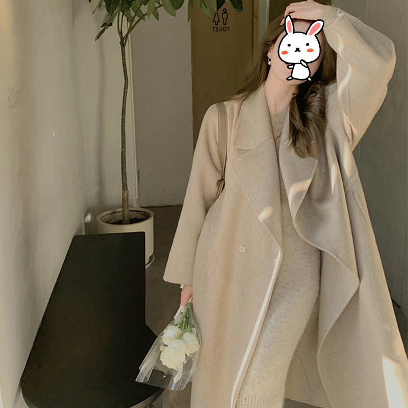 今年人気のダブルフェイスカシミヤコートレディース2024秋冬新作小さめウール高級ウールコート