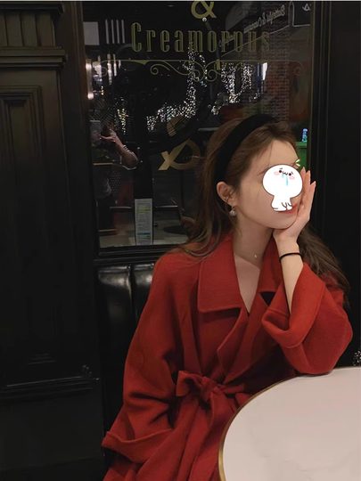 Popular abrigo de Cachemira de doble cara para mujer de este año 2025, nuevo abrigo de lana pequeño de alta gama para otoño e invierno