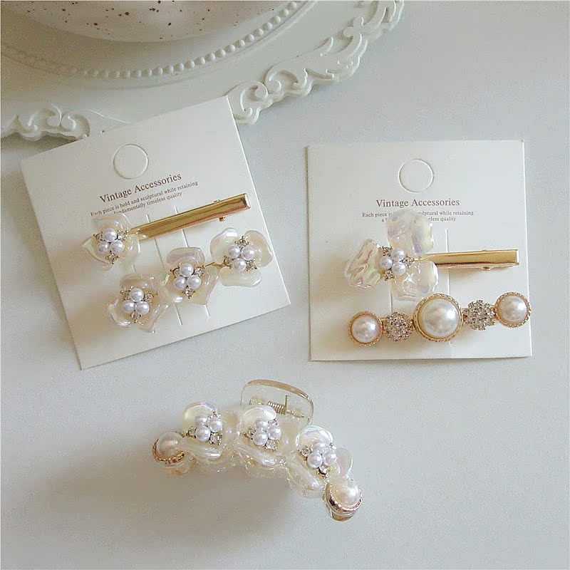 Geometric Flowers Irregular Pearl Alloy Hair Clip Set display picture 1