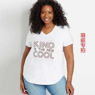 White T-shirt, short-sleeved, plus-size women's clothing for summer 2021 export to Europe and America. The top is trendy and loose