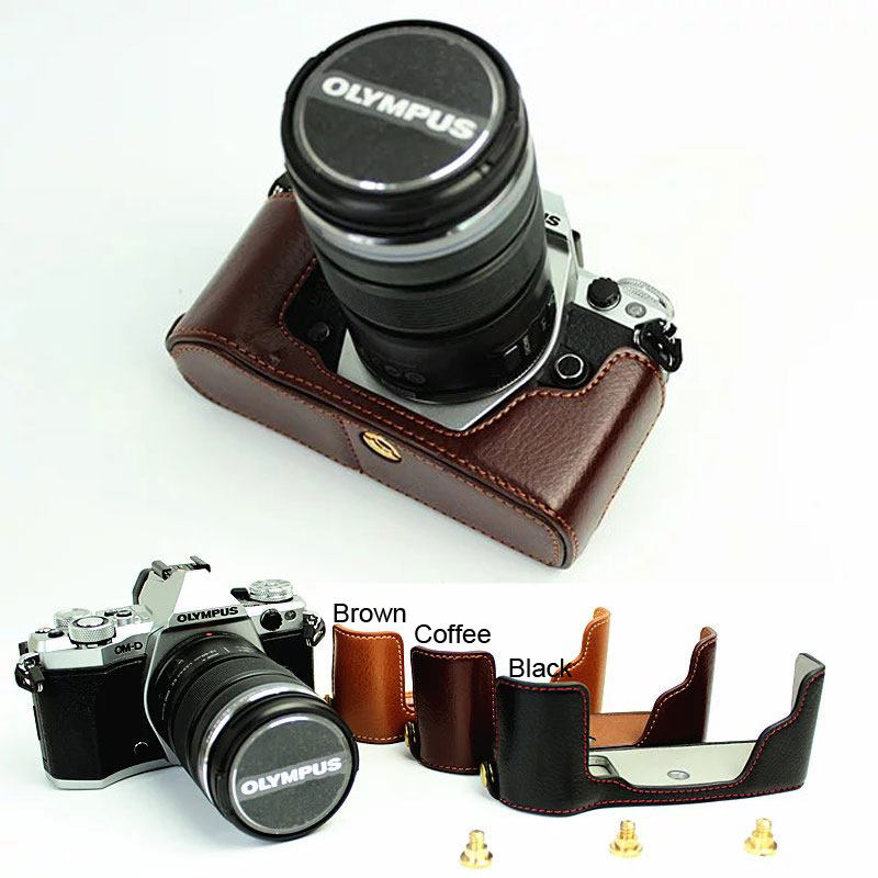 Applicable (Yu) Olympus E-M5 II Special camera bag genuine leather half cover protective sleeve base