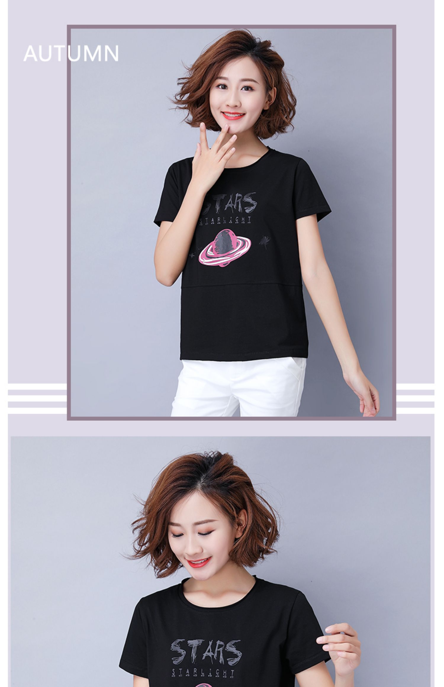 Áo thun cotton ngắn tay nữ mùa hè 2019 mới cho mẹ hoang dã quần áo trung niên size lớn áo sơ mi nữ - Áo phông áo phông đen nữ
