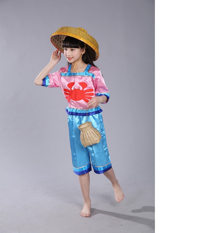 Sáu mươi mốt trang phục biểu diễn biển nhỏ, trang phục biểu diễn phong cách hoa sen nhỏ, quần áo khiêu vũ, đánh bắt trên biển, cô gái chiến đấu với mực áo trẻ em