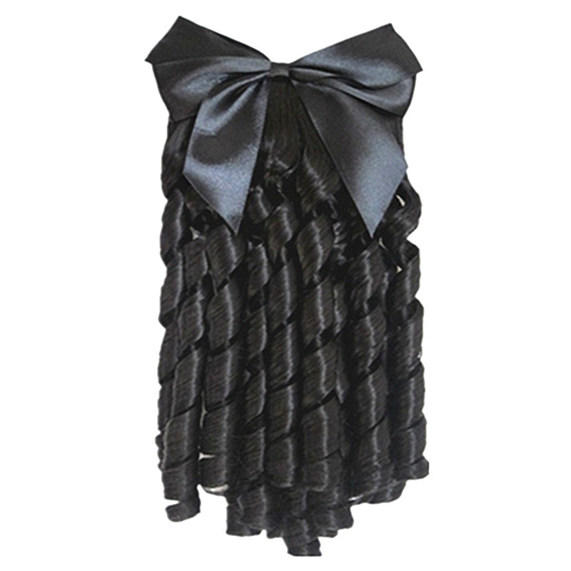 Roman Curls Wig Princess Curls Ponytail Black Natural High-Temperature Fiber Stage Drama Cheongsam Evening Dress Curly Hair