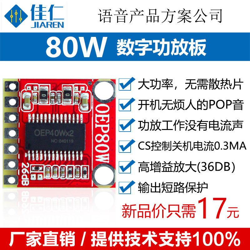 Amplifier board amplifier digital Bluetooth finished product Power large audio car car mono 80W sound module