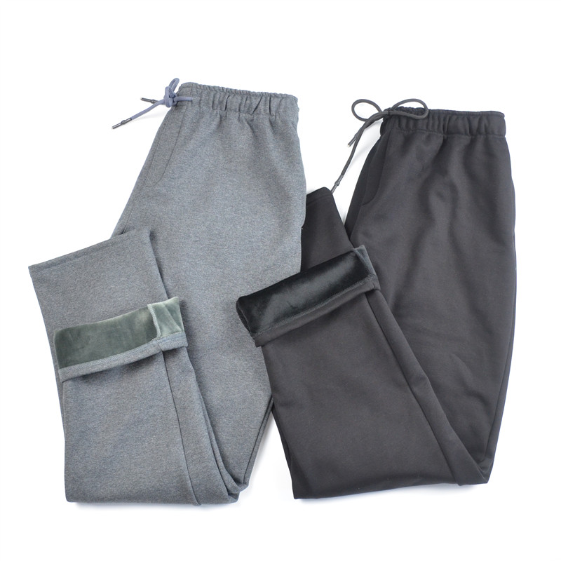 Quần pyjama mùa thu và mùa đông quần thể thao dày cộng với phân bón XL cộng với quần nhung nhà thông thường quần trung niên không xuống quần ống rộng nữ