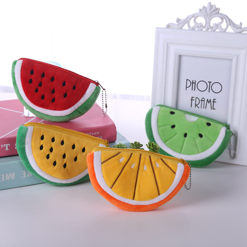 Hanprints Ins Cartoon Fruit Pie Zero Wallet Schoolgirl Cute Portable Mini Plush Watermelon Pineapple Coin Bag