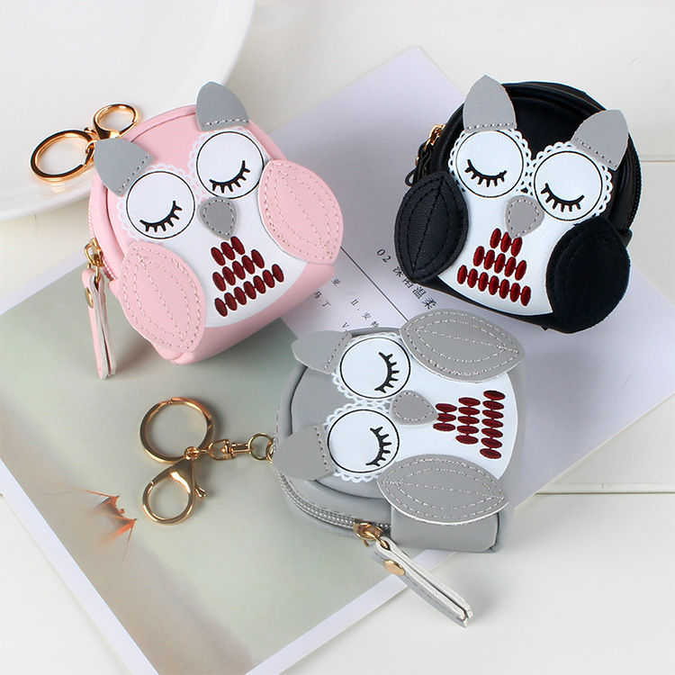 Owl creative coin purse keychain pendant personality cute female mini large-capacity card bag small card bag pendant
