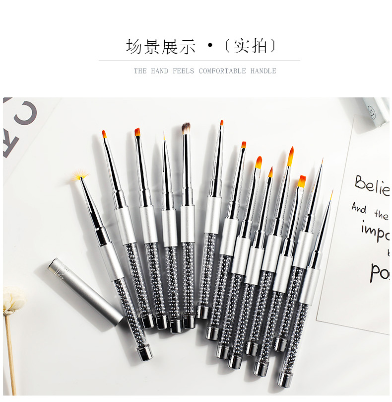 Yun Wei nail cọ một cây bút dây quang trị liệu điểm khoan dụng cụ khắc bút hình quạt sơn phẳng bút hoa - Công cụ Nail dụng cụ sơn gel