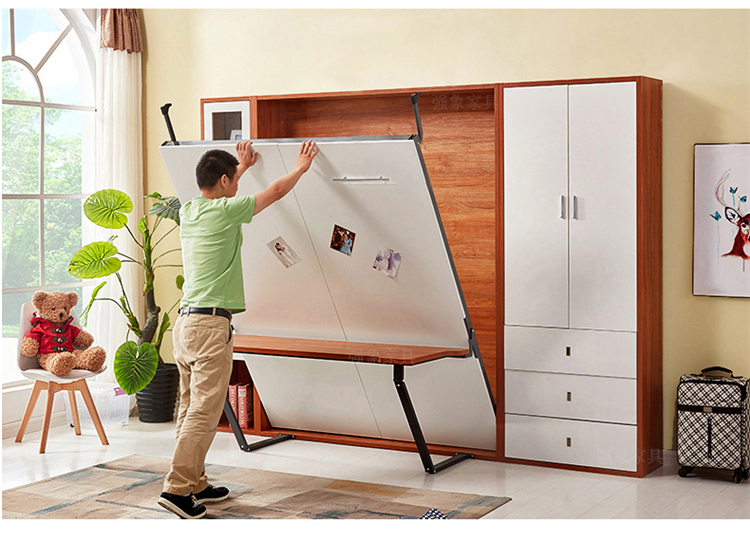 Mạnh như bảng giường gỗ tếch màu trắng tay áo tàng hình đa chức năng giường Bed nắp gập Đồ giường tường tủ CH-008 - Giường mẫu giường hộp