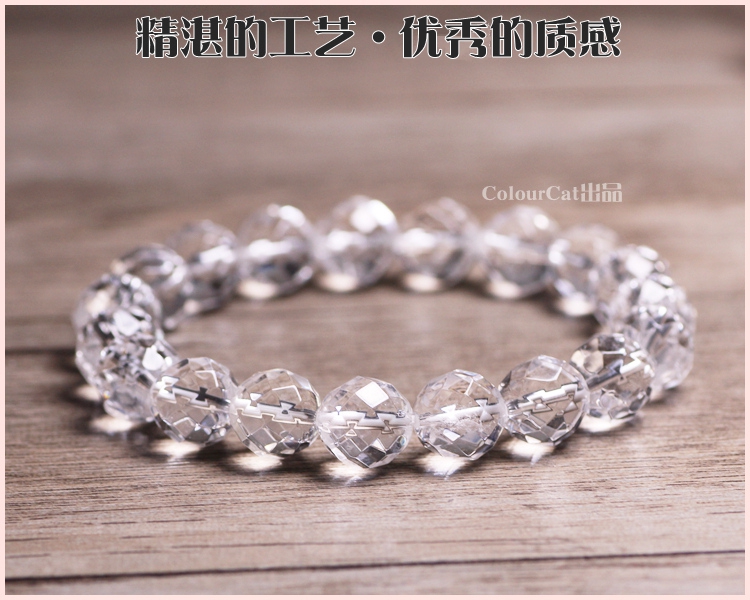 Màu sắc tự nhiên pha lê mặt mặt Vòng tay pha lê trắng cho nam và nữ Vòng tròn pha lê vòng tay trang sức quà tặng vòng tay trơn vàng 18k