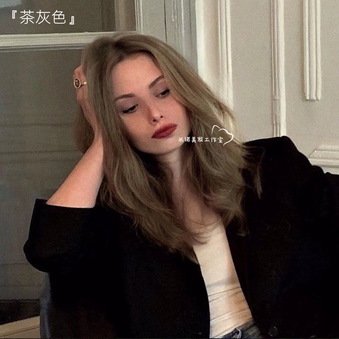 Ammonia-free mix Blood Milk Tea Grey Hair Dye Linen Cold Green Tea Dyed Hair Cream Need To Be Bleached After Bleached White Color White Color