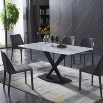 Italian light luxury dining table and chair combination marble rock board dining table household small apartment modern simple dining table rectangular