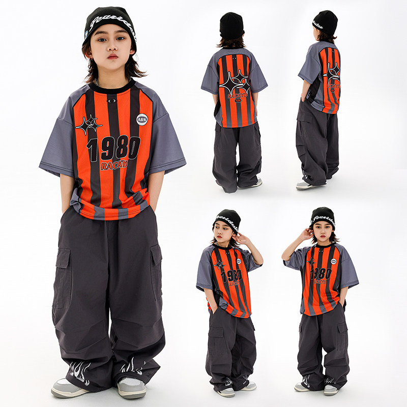 Children's Quick-Drying Short-Sleeved Hip-Hop Street Dance Trendy Clothing for Boys and Girls, Cool and Stylish Street Hip-Hop Dance Performance Clothing Children's Quick-Drying Short-Sleeved Hip-Hop Street Dance Trendy Clothing for Boys and Girls, Cool and Stylish Street Hip-Hop Dance Performance Clothing