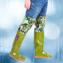 Soft bottom transplanting shoes and socks womens water field shoes mens super high rain shoes over the knee water boots soft flat non-slip long water shoes