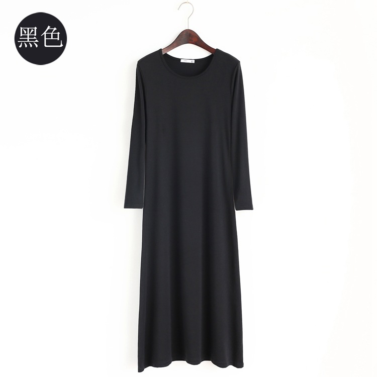 Kích thước lớn rộng rãi dài tay modal cotton đôi cổ chữ U siêu dài lau nhà váy ngủ nữ mùa thu sản phẩm mới váy ngủ mùa đông