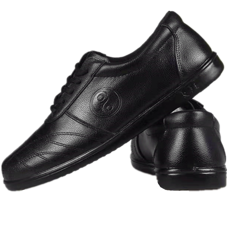 Kapok tai chi shoes soft leather non-beef tendon bottom men and women spring and summer leather martial arts shoes practice shoes tai chi morning practice