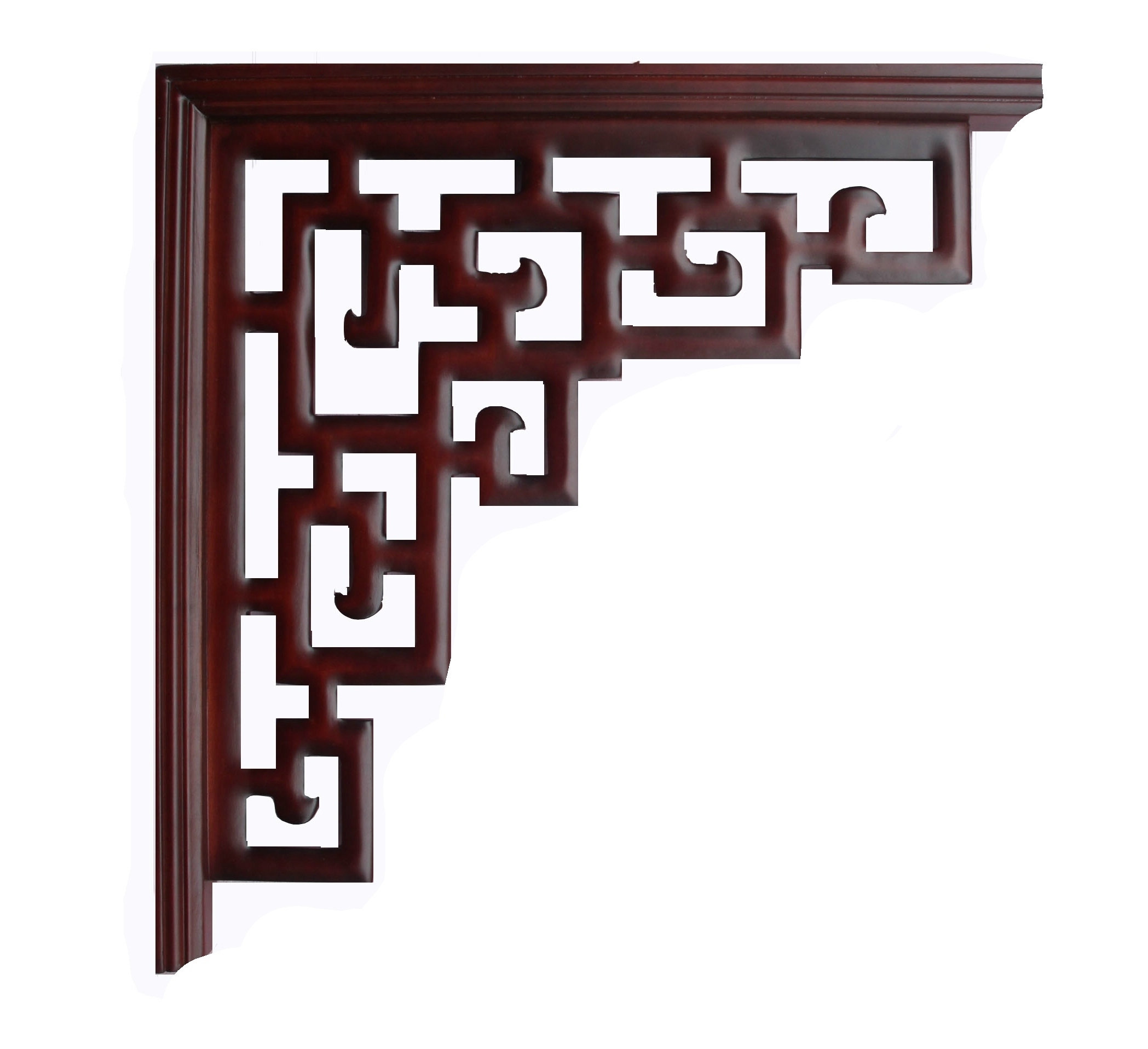 Dongyang wood carved corner flower Chinese decorative line ceiling yakou background wall Antique solid wood skeletonized lattice corner flower