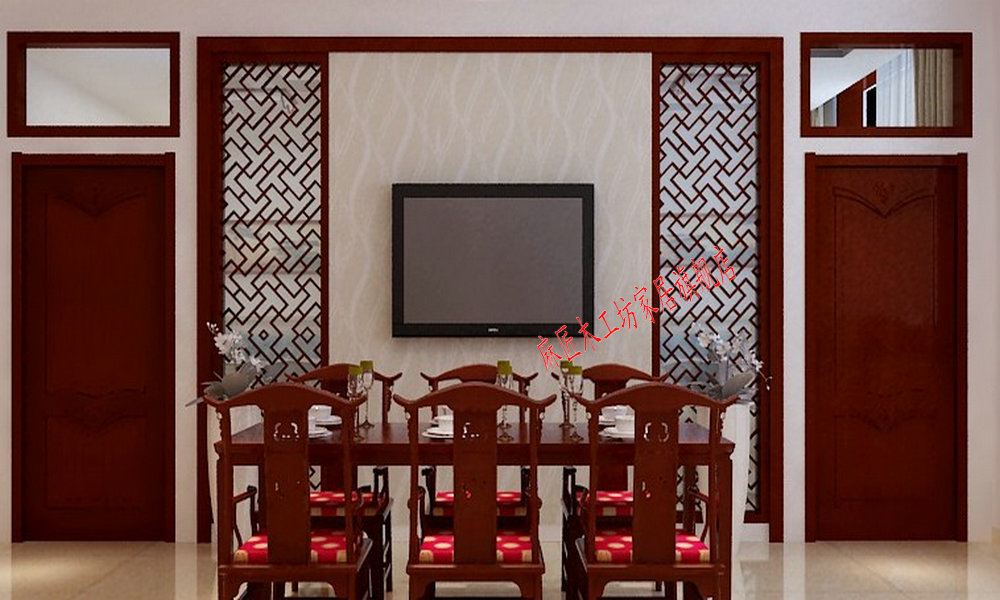 Dongyang khắc gỗ Trung Quốc TV nền tường trang trí bằng gỗ lưới hollow lưới cửa và cửa sổ cửa sổ phân vùng màn hình