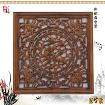 Dongyang wood carving camphor solid wood Fu character pendant 80 square porch wall hanging Chinese antique decoration craft jewelry