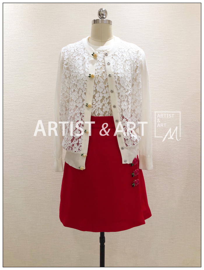 2018 đầu mùa thu mới siêu đẹp mặc phù hợp với ~ ren khâu vẽ tay ba chiều tăng nút cardigan + vest áo len kiểu