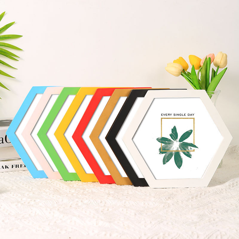 Hexagonal Picture Frame Wall Hanging Multi-Sided Diamond-Shaped Picture Frame Combination Frame for Mounting Corporate Culture Photo Wall Decoration Creatively Hexagonal Picture Frame Wall Hanging Multi-Sided Diamond-Shaped Picture Frame Combination Frame for Mounting Corporate Culture Photo Wall Decoration Creatively