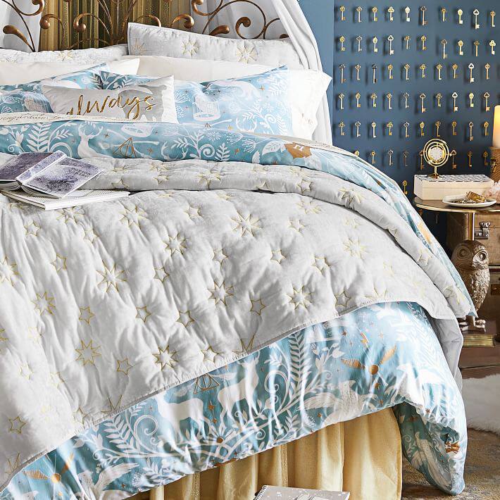 Harry Potter magic velvet embroidered hand quilted quilt cotton beige pillowcase sheet set