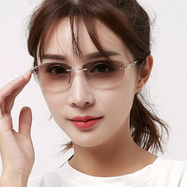 Trimming sun glasses Diamond frameless shading sunglasses polygon light-colored resin lens Ms. driver 2531